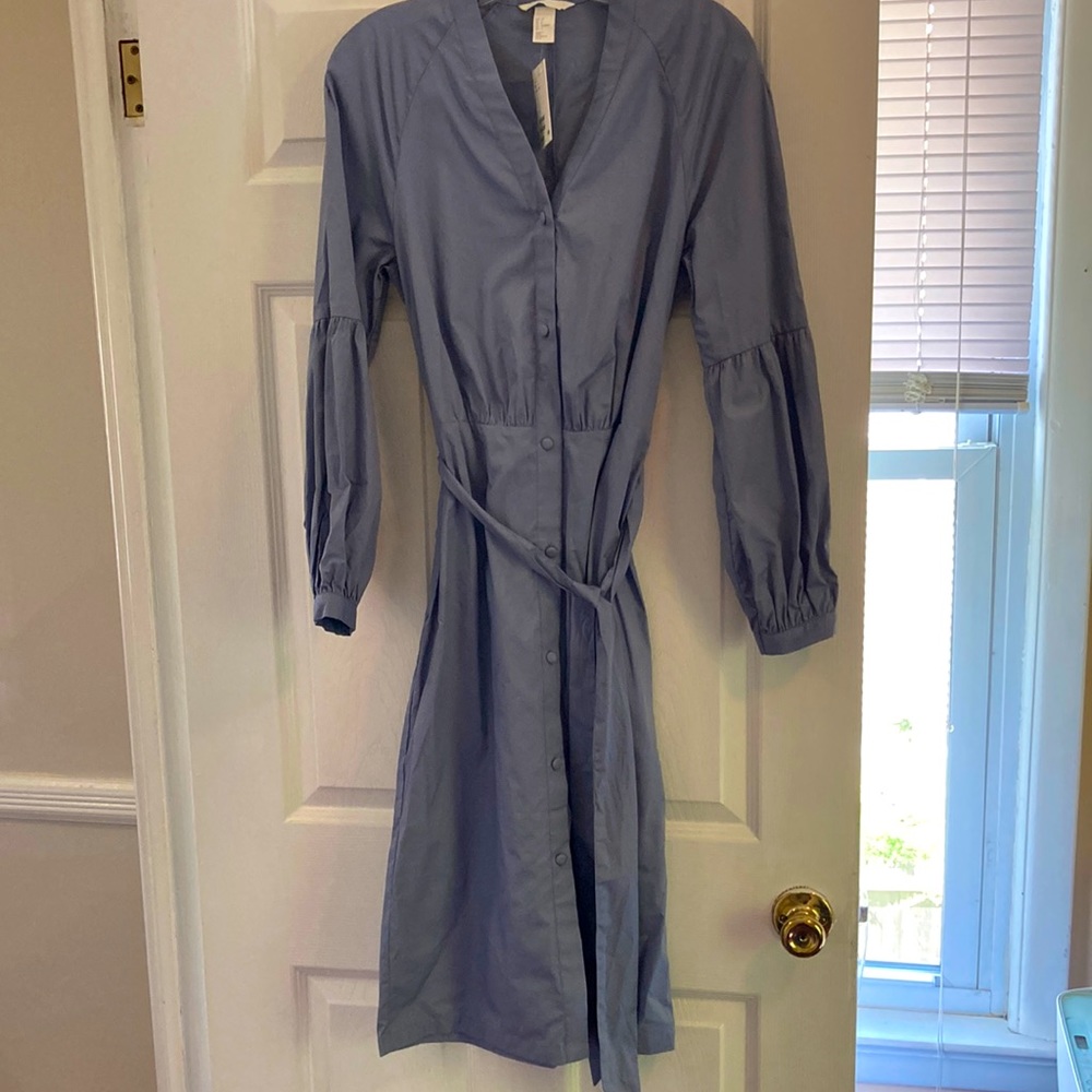 H&M button down dress with puffed sleeves